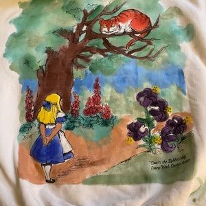 Diane Wat. Down the Rabbit Hole. Sweat shirt. Hand painted original. One Size